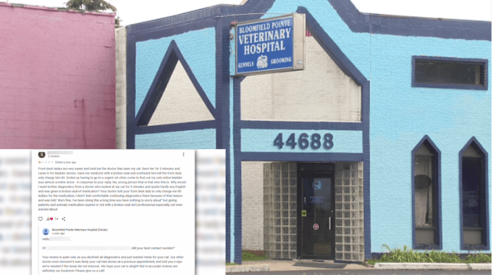 Pontiac vet hospital accused of retaliating against critics over bad reviews